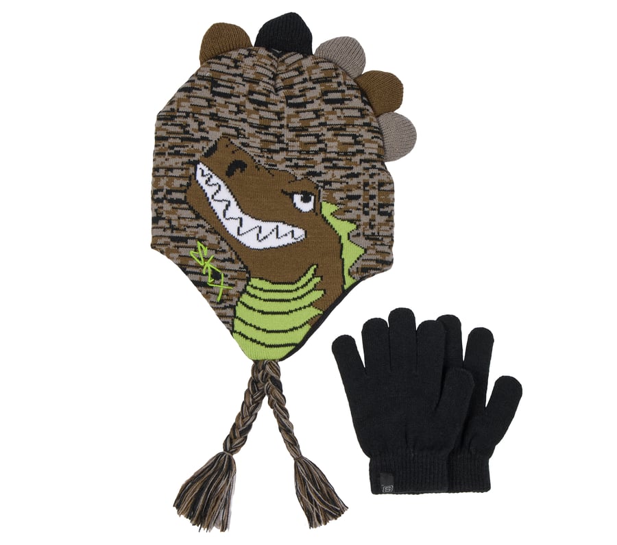 ensemble chapeau et gants camouflage dinosaure