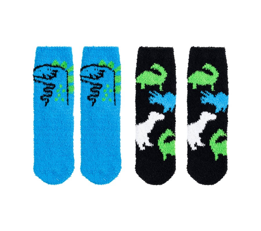 lot de 2 paires de chaussettes confortables à motifs dinosaures