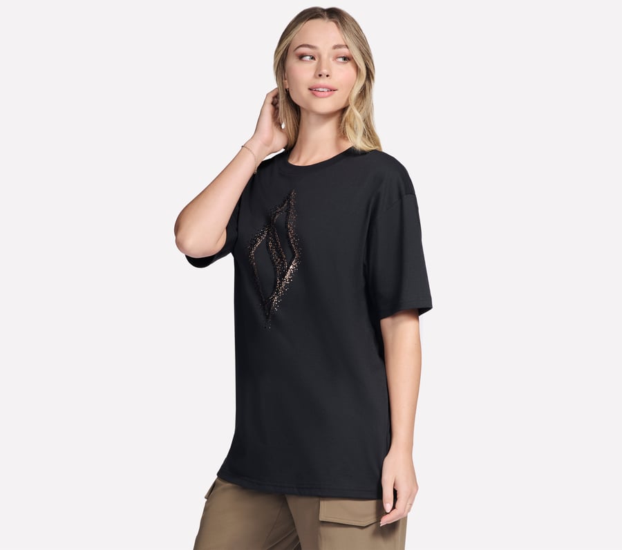 t-shirt à manches courtes à motif diamant et éclaboussures dorées